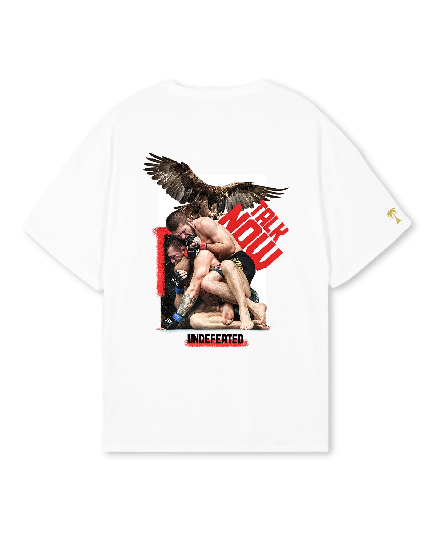 White Oversized Tee - Khabib TALK NOW