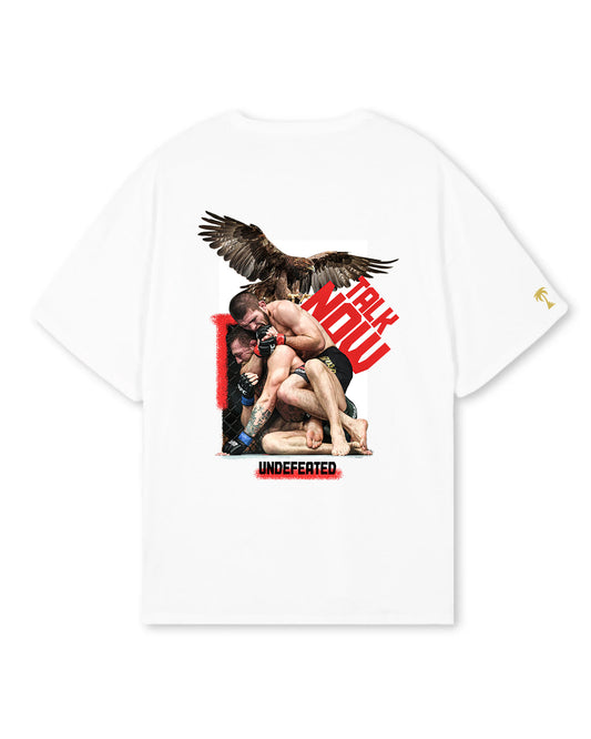 White Oversized Tee -  Khabib TALK NOW